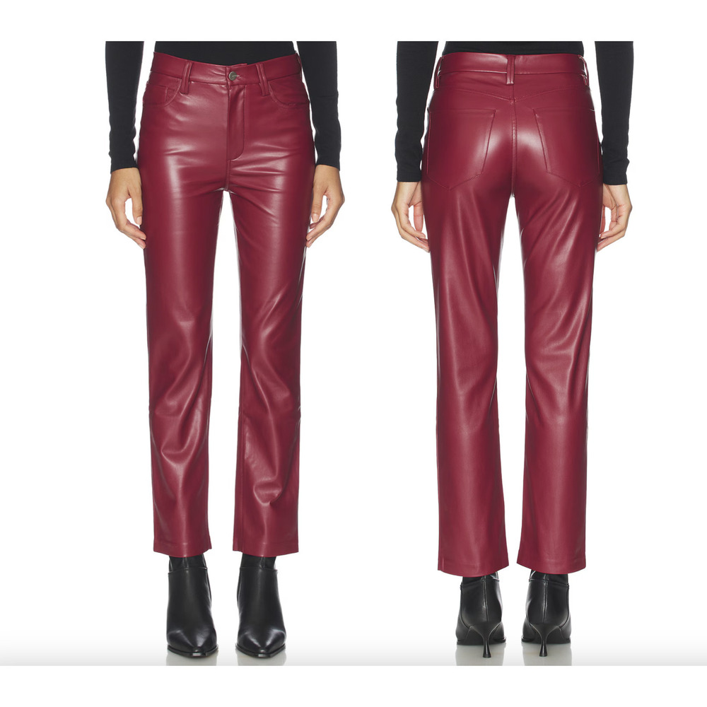 Joe's Jeans Margot Slim Ankle Vegan Leather Pant Syrah Red Straight Leg